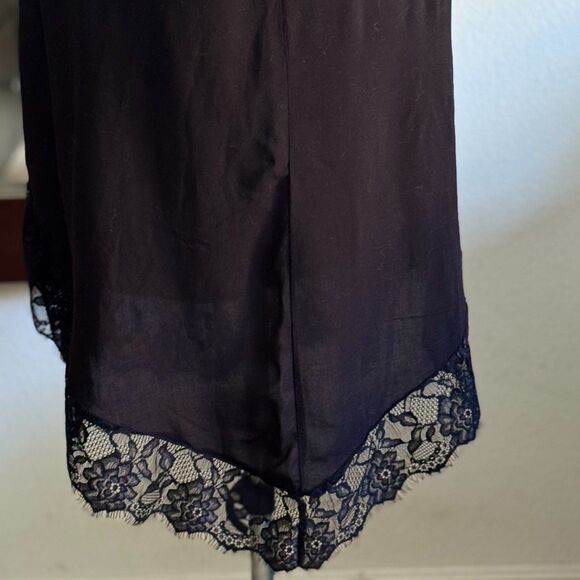 Free People “Intimately” Black Lace-Trim Slip Dress Open Back Size L • Boho Chic - Picture 3 of 4